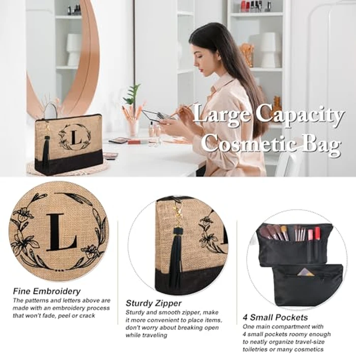 BeeGreen Beach Bag for Women Christmas Tote Bag for Friends Mother Bride Personalized Travel Tote Bag with Embroidery & Adjustable Shoulder Strap Grocery Bag L by BeeGreen - Image 6