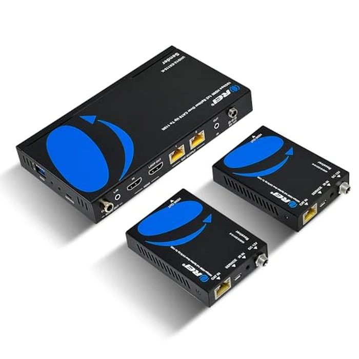 OREI 1x2 HDMI Extender Splitter 4K by Multiple Over Single Cable CAT6/7 4K@60Hz 4:4:4 HDCP 2.2 with IR Remote EDID Management - Up to 115 Ft - Loop Out - Low Latency - Full Support by OREI - Image 1