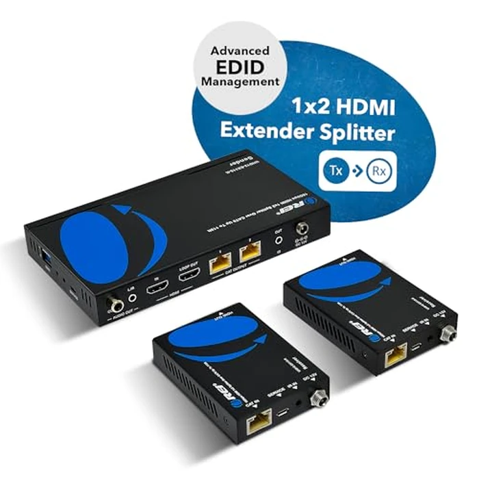 OREI 1x2 HDMI Extender Splitter 4K by Multiple Over Single Cable CAT6/7 4K@60Hz 4:4:4 HDCP 2.2 with IR Remote EDID Management - Up to 115 Ft - Loop Out - Low Latency - Full Support by OREI - Image 8