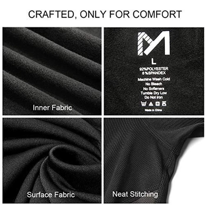 MEETYOO mens Sport Long Johns Base Layer Set, Black, Large US by MEETYOO - Image 4