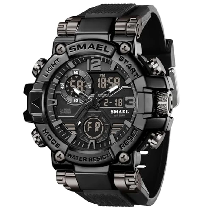 SMAEL Watches Men Military Outdoor Digital Square Watch Waterproof Tactical Army Wrist Sport Watches Men Black 8110 by SMAEL - Image 1