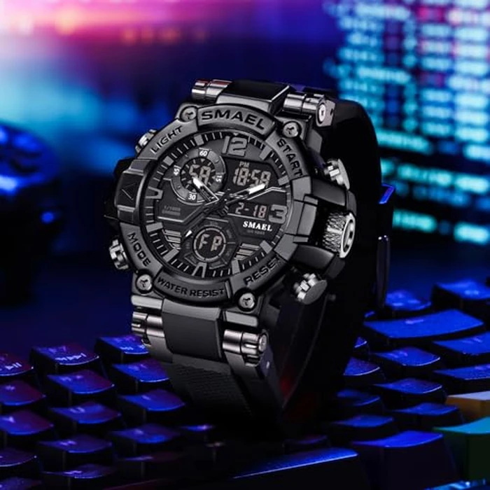 SMAEL Watches Men Military Outdoor Digital Square Watch Waterproof Tactical Army Wrist Sport Watches Men Black 8110 by SMAEL - Image 4