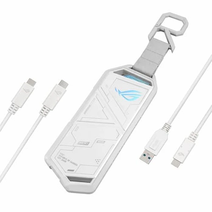 ASUS ROG Strix Arion White M.2 NVMe SSD Enclosure-USB3.2 Gen 2x1 Type-C (10Gbps), Dual USB-C to C & USB-C to A, Screwdriver-Free, Thermal Pads Included, Fits PCIe 2280/2260/2242/2230 M Key/B+M Key by ASUS - Used - Like New condition