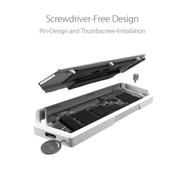 ASUS ROG Strix Arion White M.2 NVMe SSD Enclosure-USB3.2 Gen 2x1 Type-C (10Gbps), Dual USB-C to C & USB-C to A, Screwdriver-Free, Thermal Pads Included, Fits PCIe 2280/2260/2242/2230 M Key/B+M Key by ASUS - Image 5