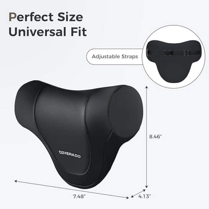 Coverado Car Headrest Pillow, Ergonomic Memory Foam Car Neck Pillow for Driving Seat with Adjustable Strap, Soft PU Leather Breathable Removable Cover Neck Support for Neck Pain Relief by Coverado - Image 7