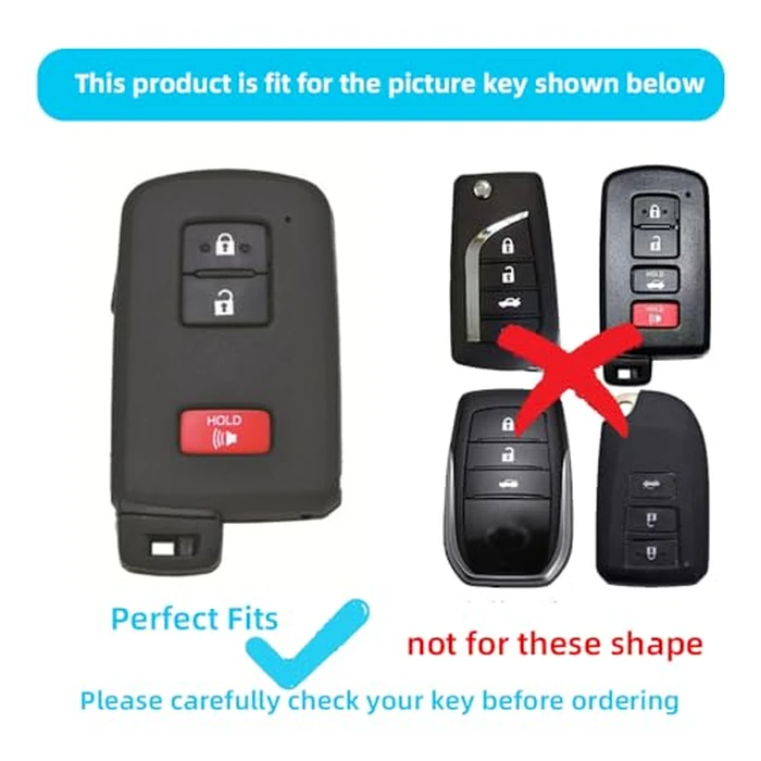 KULCSOK Key Fob Cover Compatible with Toyota Tacoma Tundra 4Runner RAV4 Prius V C Highlander 2021-2013 Key Cover Case Key Holder TPU Key Protector 3 Buttons 1PCS Gray by KULCSOK - Image 2