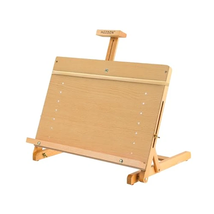 MEEDEN Large Drawing Board Easel, Solid Beech Wooden Tabletop H-Frame Adjustable Easel Artist Drawing & Sketching Board for Artists, Teens & Painters, Holds Canvas up to 23" high by MEEDEN - Used - Good condition - CA$49.57