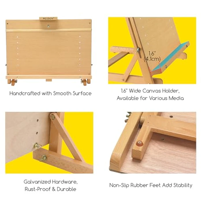 MEEDEN Large Drawing Board Easel, Solid Beech Wooden Tabletop H-Frame Adjustable Easel Artist Drawing & Sketching Board for Artists, Teens & Painters, Holds Canvas up to 23" high by MEEDEN - Image 5