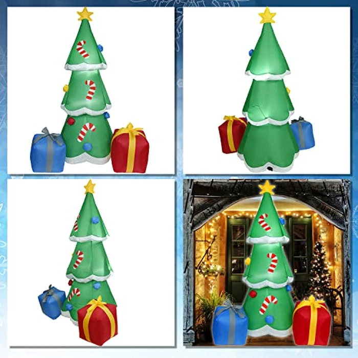 NORTH CLIFF 6FT H Adorable Christmas Inflatable Tree with Two Gift Gags with Build-in LED Lights, Blow up Christmas Tree Outdoor Indoor Decorations Large Party Yard Decoration by NORTH CLIFF - Image 6