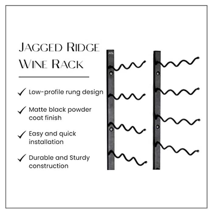 Jagged Ridge Wine Rooms - Premium Wall Mounted Metal Wine Rack - 36 Wine Bottles Holder - Modern Wine Rack, Matte Black - Space Saving for Home, Kitchen, Bar - Designed in Canada by Wine Enthusiasts by Jagged Ridge Wine Rooms - Image 3