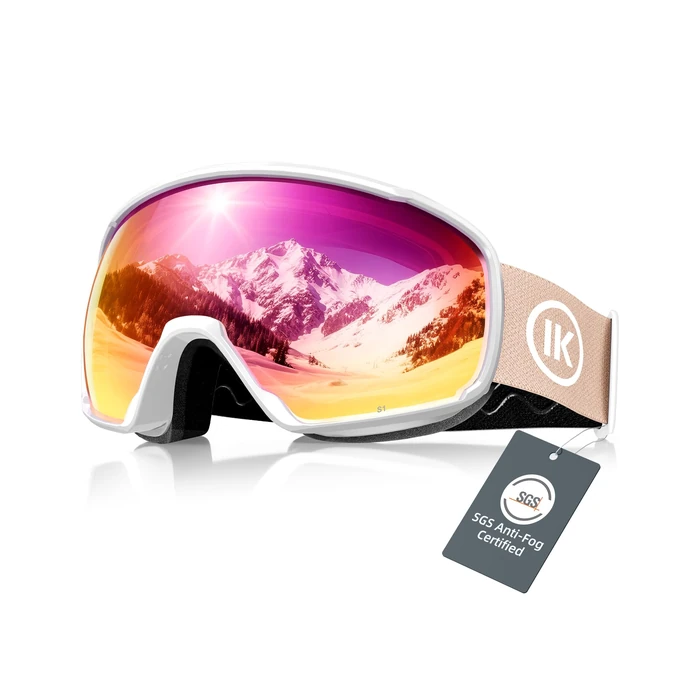 InnerKing Ski Goggles OTG SGS Approved, Over Glasses Snow Snowboarding Winter Goggles Anti Fog for Adult, Youth, Men Women (A3-White/Pink (VLT 46%)) by Innerking - Used - Very Good condition - CA$27.27