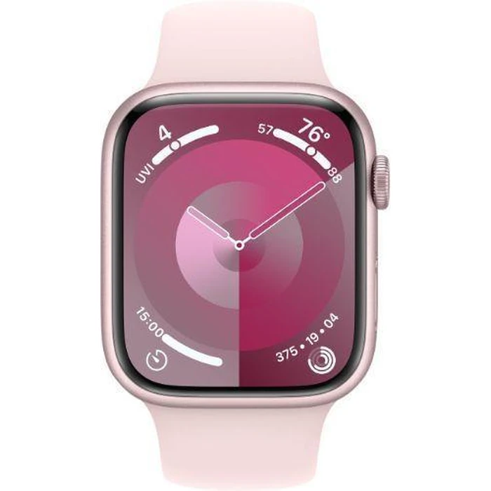 Apple Watch Series 9 (GPS) - 64GB - 41mm - Pink Aluminum Case with Light Pink Rubber Sport Band - One Size by Apple - Refurbished - Premium condition - US$354.99