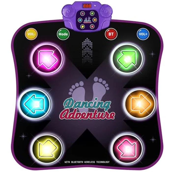 Flooyes Dance Mat Toys for 3-12 Year Old Kids, Electronic Dance Pad with Light-up 6-Button Wireless Bluetooth, Music Dance with 5 Game Modes, Birthday Toys Gifts for 3 4 5 6 7 8 9 10+ Year Old Girls by Flooyes - Used - Like New condition - US$44.97