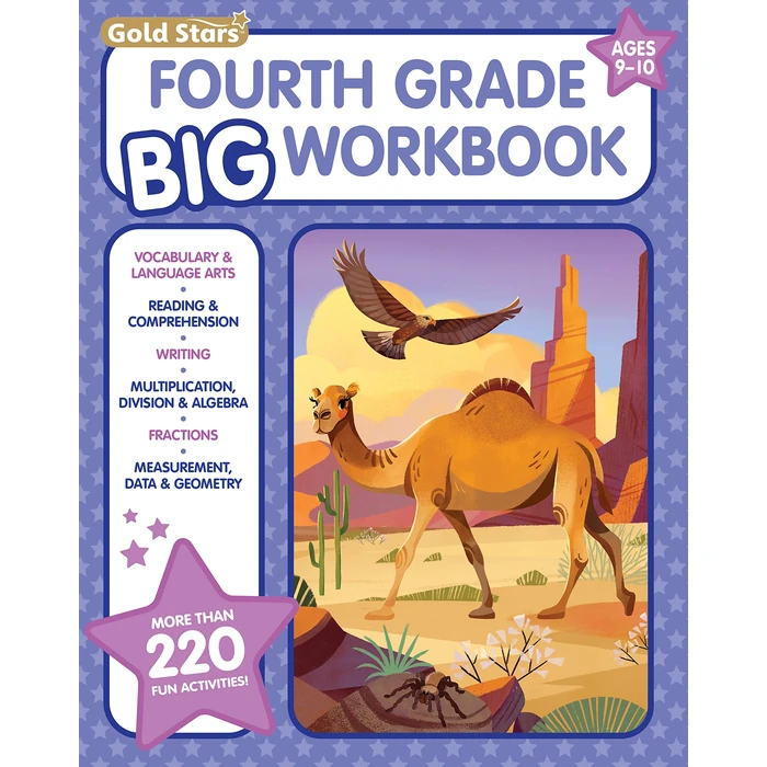 4th Grade BIG Workbook: All Subjects for Kids 9 - 10 includes 220+ Activities, Math, Reading Comprehension, Vocabulary and Language Arts, Writing, Math Skills, Algebra, Fractions, Geometry and More! by Lodi Publishing - Used - Acceptable condition