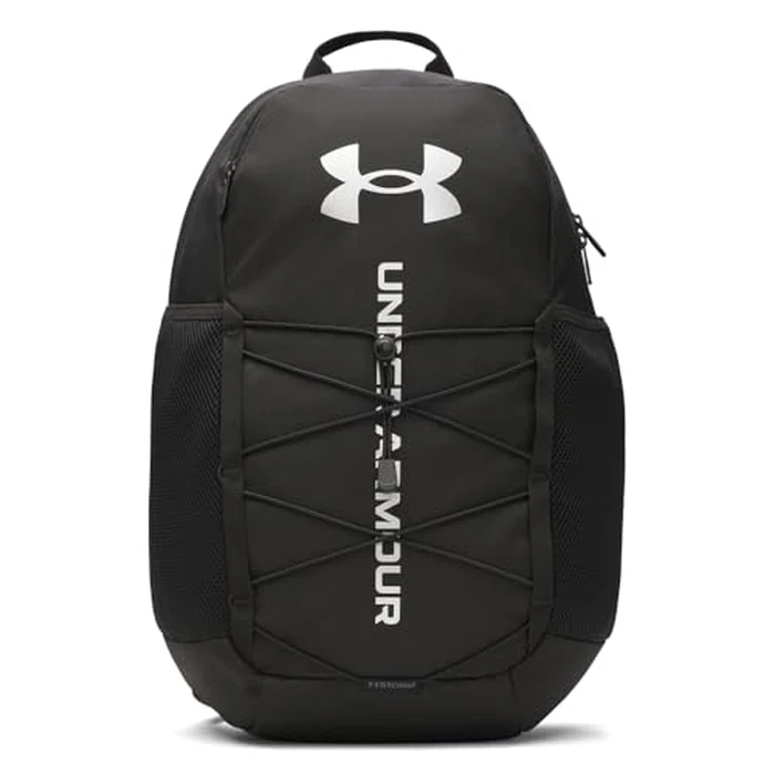 Under Armour Unisex Hustle Sport 6.0 Backpack, (001) Black/Black/Metallic Silver, One Size Fits Most by Under Armour - Used - Like New condition - US$33.33