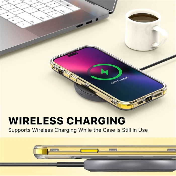 MyBat Pro Tuff Kleer Series Phone Case for iPhone 14 Pro Max - Pale Yellow Marbling/Electroplating Gold - Brand New by MyBat Pro - Image 6