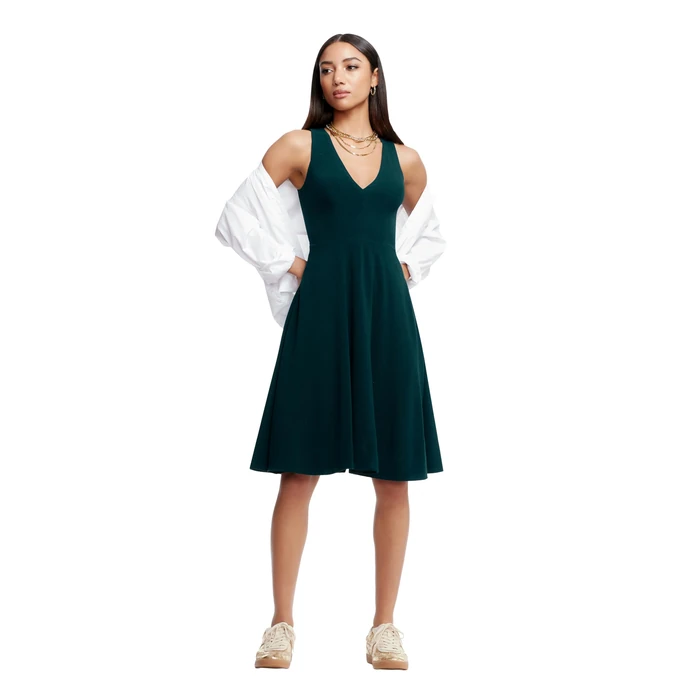 Dress the Population Women's Catalina Solid Sleeveless Fit & Flare Midi Dress, Peacock Blue M by Dress the Population - Used - Like New condition - US$36.76