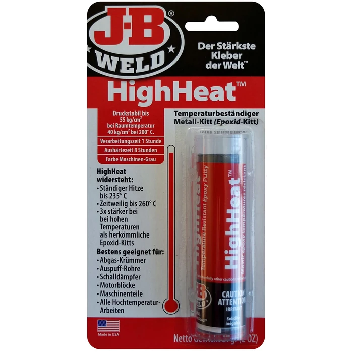 J-B Weld 8297-DEU HighHeat, Heat-Resistant epoxy Metal Putty for All high Temperature Jobs, Gray, one Size by J-B Weld - Used - Like New condition - US$16.09