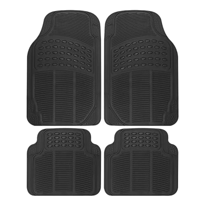 BDK Floor Mats, 4-Piece All-Weather Car Mat with Universal Fit Design, Durable Rubber Car Floor Mats with Capture Ridges, Waterproof for Cars Trucks SUV (Black) by BDK - Image 1