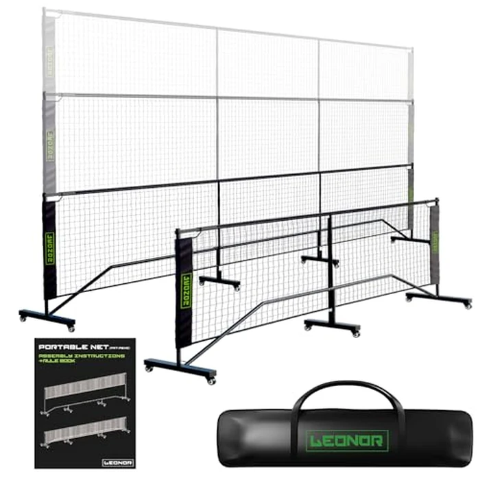 6 in 1 - Multi Sport Net - Pickleball Net, Badminton Net, Tennis Net, Outdoor Volleyball Net for Backyard - Regulation Size 22ft & Half Court 11ft - Patented Portable Pickleball Net & Driveway Nets by Leonor - Image 1