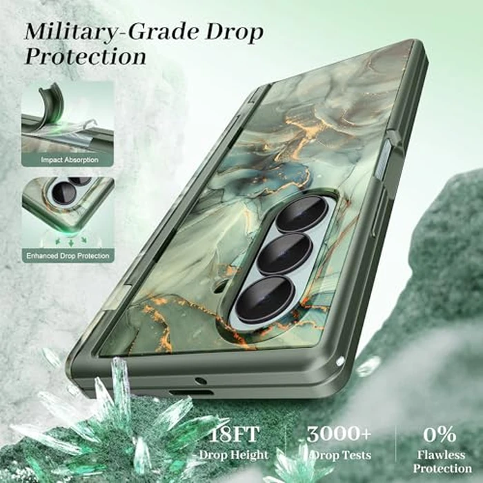 GVIEWIN for Z Fold 7 Case with Privacy Screen Protector [Compatible with Magsafe][Built-in Kickstand] Magnetic Full-Body Hinge Protection Slim Phone Case for Samsung Galaxy Z Fold 7,Desert Dream/Green by GVIEWIN - Image 7