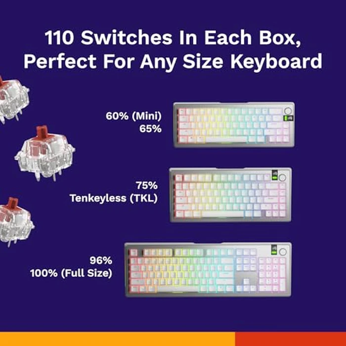 Glorious - Fox Heavy Linear Switches (110 PCS), Prelubed, Silent Red, Cherry MX Compatible by GLORIOUS - Image 6
