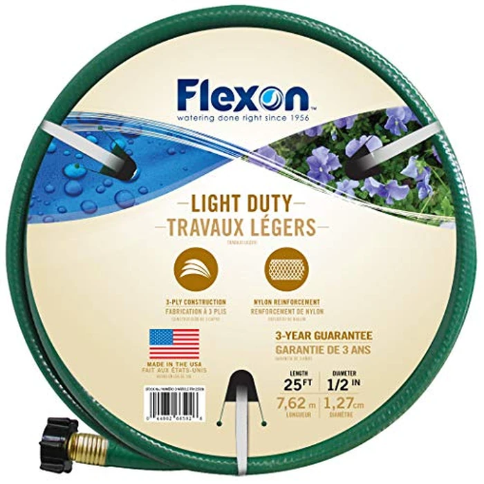 Flexon 1/2" x 25ft Light Duty Garden Hose - Lightweight, Flexible, Kink-Resistant, Durable Vinyl, Leak-Proof Couplings, Weather-Resistant Water Hose for Lawn, Garden, and Outdoor Use by Flexon - Used - Like New condition
