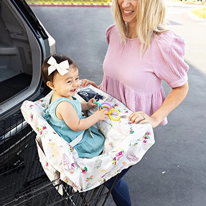 Disney Baby by J.L. Childress Shopping Cart & High Chair Cover for Baby, Kids, & Toddler - Cover for Grocery Carts & Restaurants, Universal Fit - Disney Princess by J.L. Childress - Image 2