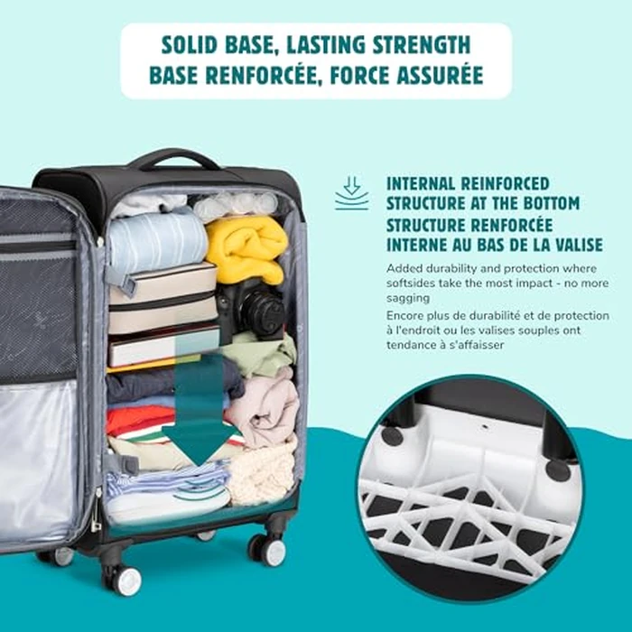 Atlantic Sailbound Softside Large Luggage - Durable Polyester Construction with 8 Spinner Wheels and Retractable Handle, Integrated TSA Lock, Expandable 1.5", Includes 2 Packing Cubes - Black by Atlantic - Image 6