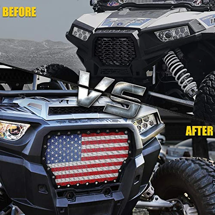 Xprite Black Steel Grille with U.S. Flag Mesh Grill for 2017-2018 Polaris RZR 1000 XP Turbo by Xprite - Image 4
