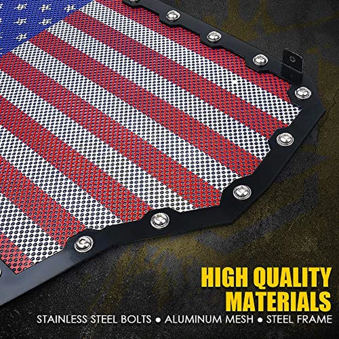 Xprite Black Steel Grille with U.S. Flag Mesh Grill for 2017-2018 Polaris RZR 1000 XP Turbo by Xprite - Image 5