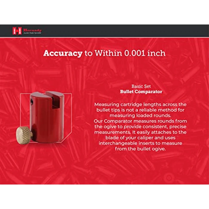 Hornady Lock-N-Load Bullet Comparator Basic Set, Includes 7 Bullet Inserts - Quickly and Precisely Measure Loaded Rounds, Measures from Bullet Ogive - Reduce Round Variations - B234 by Hornady - Image 4