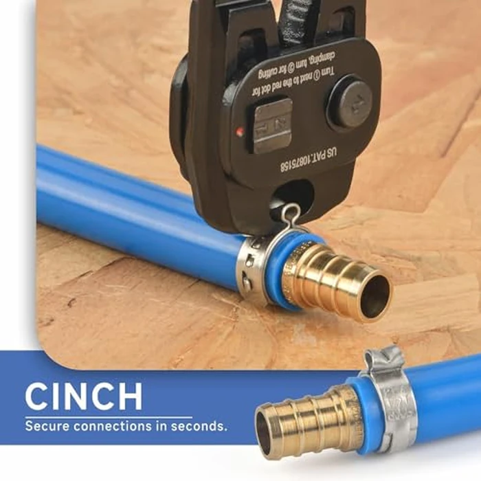 iCrimp Ratchet PEX Cinch Tool with Removing Function for 3/8-in, 1/2-in, 3/4-in, 1-in Stainless Steel Clamp, PEX Crimper with 20PCS 1/2-in, 10PCS 3/4-in PEX Clamps and Pipe Cutter- All in One by iCRIMP - Image 4