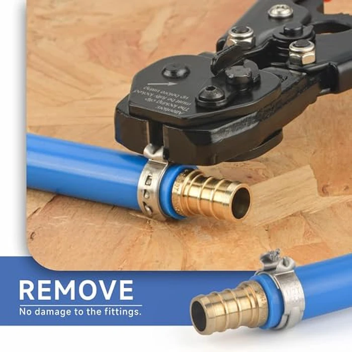 iCrimp Ratchet PEX Cinch Tool with Removing Function for 3/8-in, 1/2-in, 3/4-in, 1-in Stainless Steel Clamp, PEX Crimper with 20PCS 1/2-in, 10PCS 3/4-in PEX Clamps and Pipe Cutter- All in One by iCRIMP - Image 5