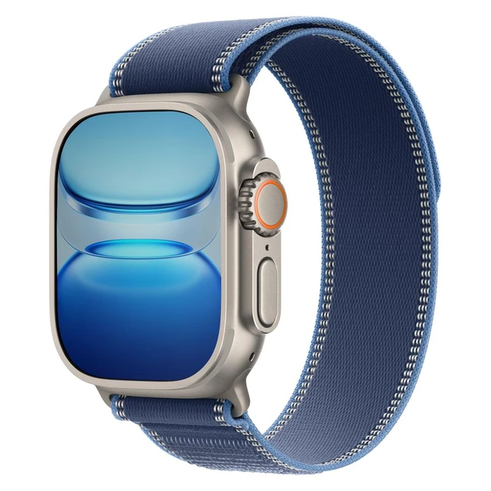 Apple Watch Ultra 3 - 64GB - 49mm - Natural Titanium Case with Blue/Bright Blue Nylon Weave Trail Loop Band - S/M Size by Apple - Image 3