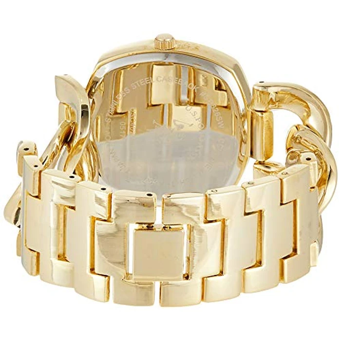 U.S. Polo Assn. Women’s Gold-Tone Chain Bracelet Watch - 38mm Square Case, Rhinestone Dial, Adjustable Link Strap, Elegant Quartz Dress Watch with Gift-Box by Accutime - Image 1