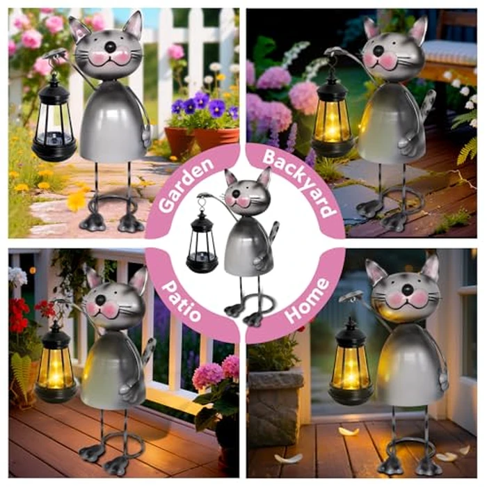 Garden Decor Cat Solar Statues,Unique Garden Statues Cat with Solar Lantern Waterproof, Birthday Gifts for Women Mom Grandma, Front Patio Balcony Yard Art Lawn Ornaments Porch Outdoor Decoration by yulloyello - Image 4