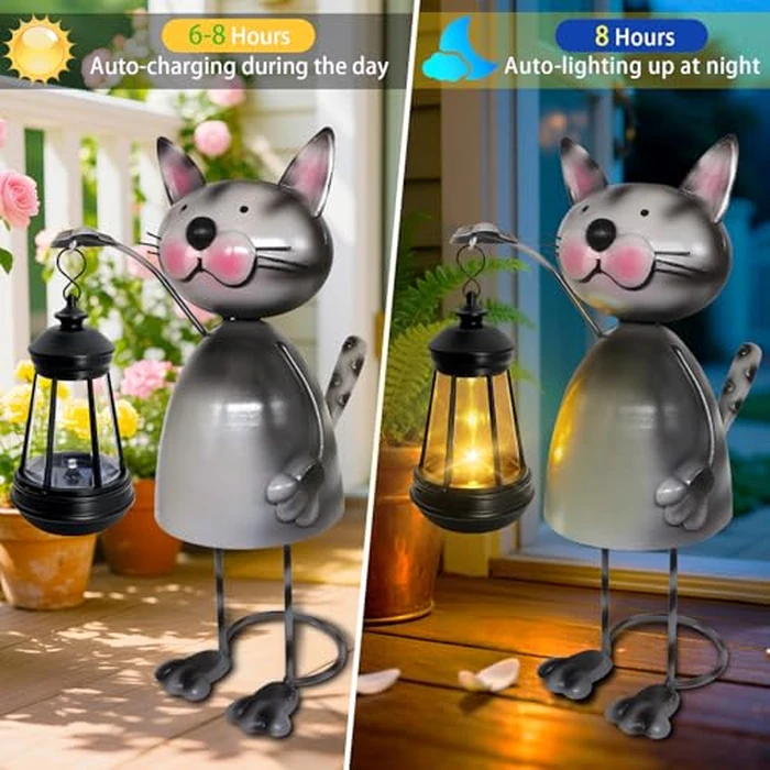 Garden Decor Cat Solar Statues,Unique Garden Statues Cat with Solar Lantern Waterproof, Birthday Gifts for Women Mom Grandma, Front Patio Balcony Yard Art Lawn Ornaments Porch Outdoor Decoration by yulloyello - Image 7