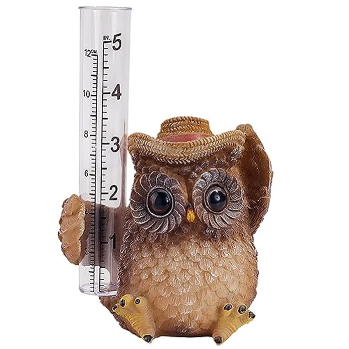 realideas Rain Gauge with Owl Figurine Rain Collector Decorative Outdoor Owl Statue Decor Garden Statue, Weather Rainfall Gauge Analysis for Garden, Deck, Patio & Lawn by realideas - Used - Like New condition - US$13.86