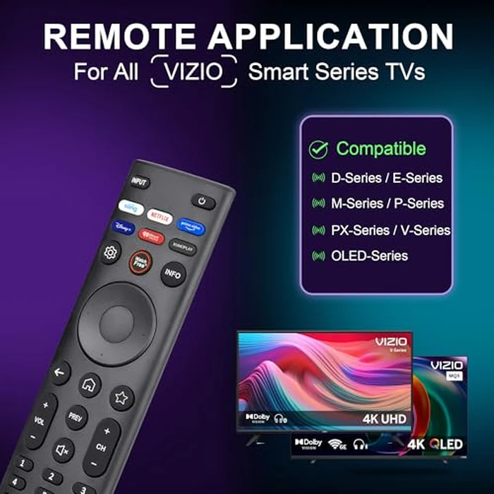 Replacement Remote for VIZIO Smart TVs - Universal Remote Control Compatible with XRT140/ XRT136/ XRT260/ XRT270 & D/E/M/P/V/PX/OLED Series, 4K UHD HDR SmartCast, LED LCD HD TV Accessories by ZYK - Image 2