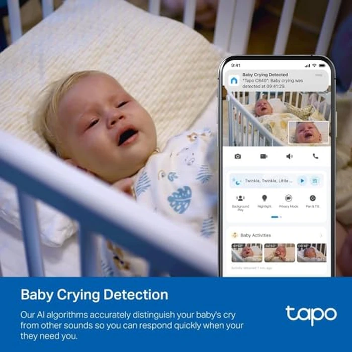 Tapo 2K 4MP Dual-Lens Baby Monitor, 360 degrees Tracking, Baby Indoor Security Camera, HD Night Vision, AI Detection, Sleep Analysis, Alexa, Google Home, Flexible Storage, No Monthly Fee (Tapo C840) by Tapo - Image 5
