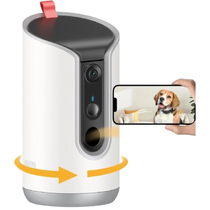 Tkenpro 2K Pet Camera Treat Dispenser 360 View Dog Camera - White by Tkenpro - Refurbished - Excellent condition