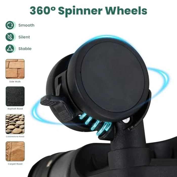 Faqy Z 24-Inch Aluminum Frame Checked Luggage, Expandable Hard Shell Spinner Suitcase with Front-Open Pocket, USB Port, Phone Holder & Cup Holder for Men & Women Travel, Black by Faqy Z - Image 4