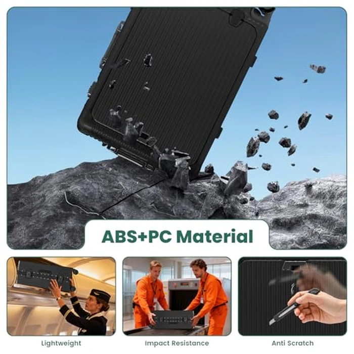 Faqy Z 24-Inch Aluminum Frame Checked Luggage, Expandable Hard Shell Spinner Suitcase with Front-Open Pocket, USB Port, Phone Holder & Cup Holder for Men & Women Travel, Black by Faqy Z - Image 8