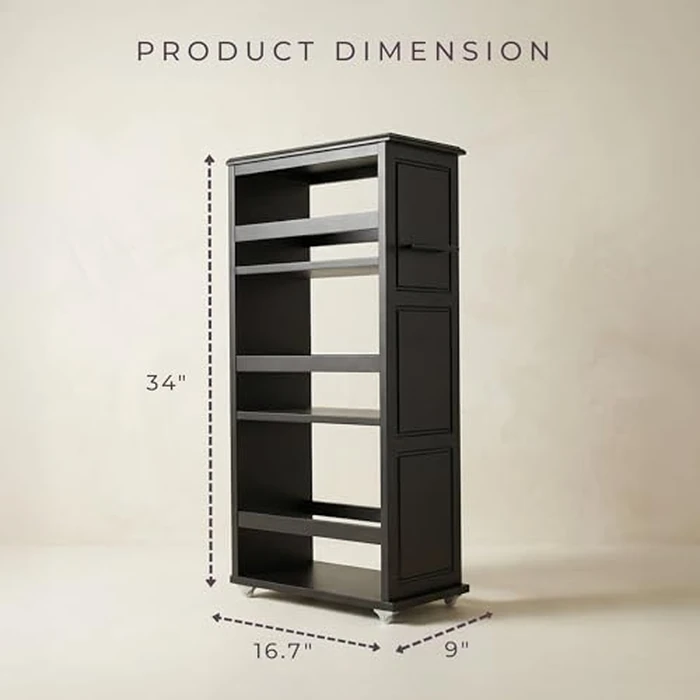 Lavish Home 3-Tier Slim Rolling Storage Cart - 16.7” x 9” Narrow Rolling Cart with Handle and Wheels for Bathroom, Laundry Room, and Kitchen Organization - Pull-Out Home Organizers (Black) by Lavish Home - Image 2