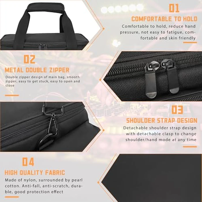 AKOZLIN Cable File Bag with Detachable Dividers, DJ Gig Bag Cord Organizer Case for Laptop,DJ Gear, Sound Instrument and Music Equipment Accessories Black Orange by AKOZLIN - Image 4