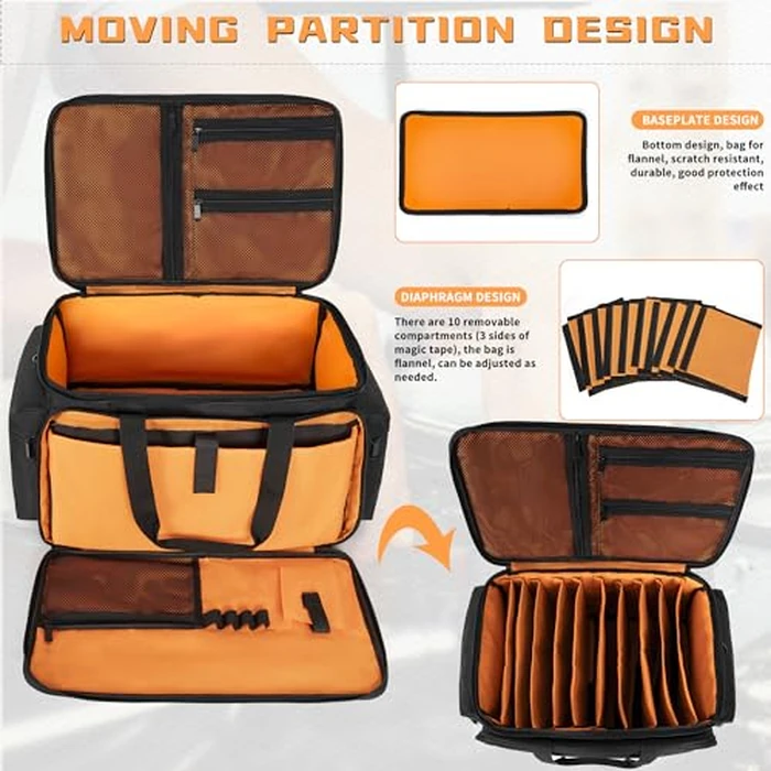 AKOZLIN Cable File Bag with Detachable Dividers, DJ Gig Bag Cord Organizer Case for Laptop,DJ Gear, Sound Instrument and Music Equipment Accessories Black Orange by AKOZLIN - Image 5