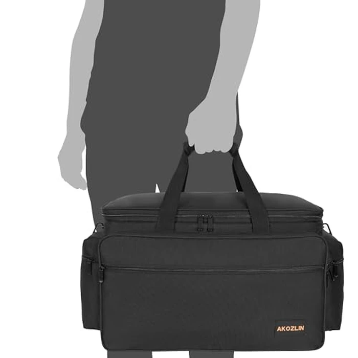 AKOZLIN Cable File Bag with Detachable Dividers, DJ Gig Bag Cord Organizer Case for Laptop,DJ Gear, Sound Instrument and Music Equipment Accessories Black Orange by AKOZLIN - Image 7