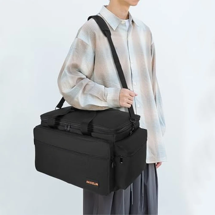 AKOZLIN Cable File Bag with Detachable Dividers, DJ Gig Bag Cord Organizer Case for Laptop,DJ Gear, Sound Instrument and Music Equipment Accessories Black Orange by AKOZLIN - Image 8