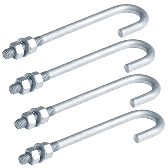 OTTFF 4 Pack 5/8"-11 x 9-7/8" J Bolt Anchor for Concrete Post Deck Fence, Hot Dipped Galvanized Steel by OTTFF - Image 3